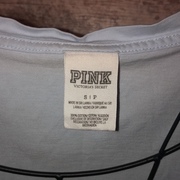 Victoria’s Secret pink long sleeve shirt over sized v-neck top size small blue‌ - Picture 4 of 6